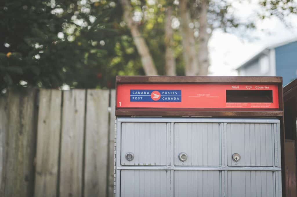 a photo of a canada post mailbox